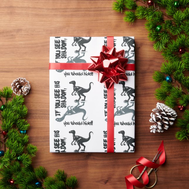 Velociraptor, dinosaurs, T-rex Wrapping Paper (Holiday Gift)