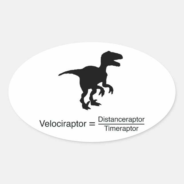 velociraptor funny science oval sticker (Front)