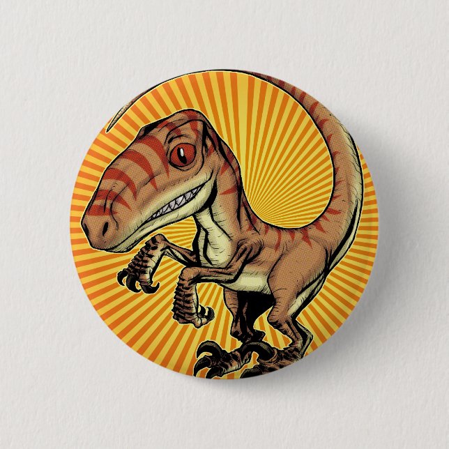 Velociraptor Raptor Dinosaur by Marco D Carillo 6 Cm Round Badge (Front)