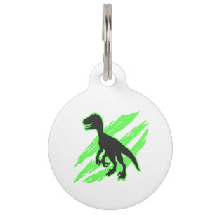 Velociraptor silhouette - Choose background color Pet Tag