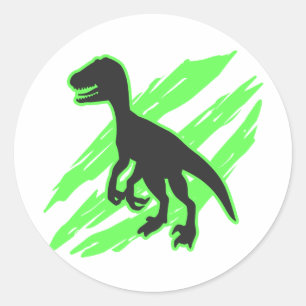 Velociraptor silhouette - Choose background colour Classic Round Sticker