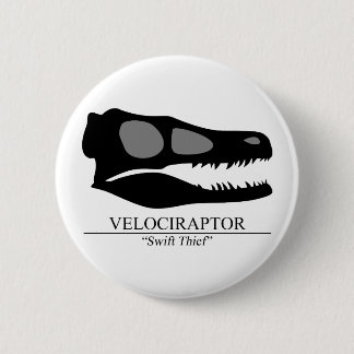 Velociraptor Skull 6 Cm Round Badge