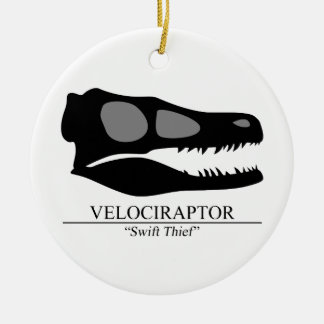 Velociraptor Skull Ceramic Tree Decoration
