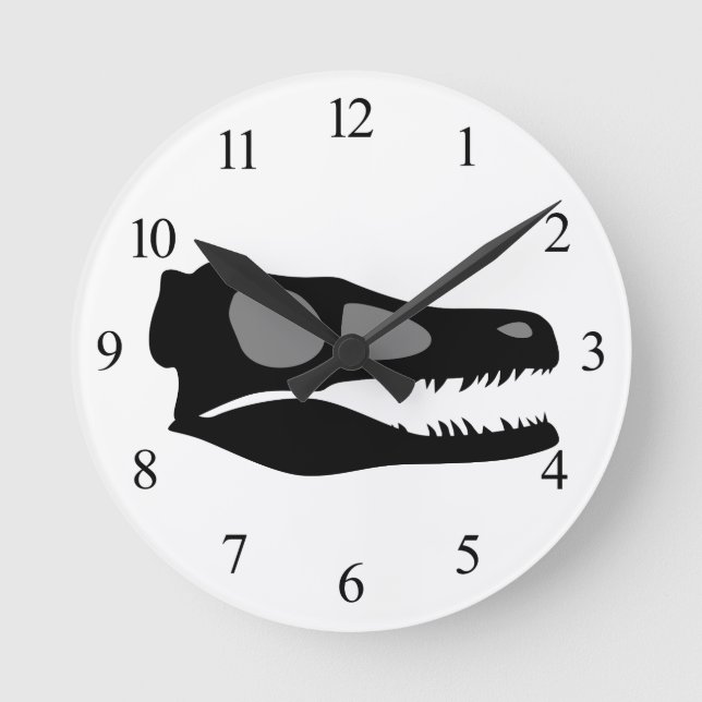 Velociraptor Skull Round Clock (Front)