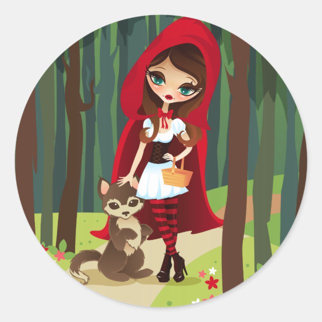 Velusa Red Riding Hood Classic Round Sticker (Front)