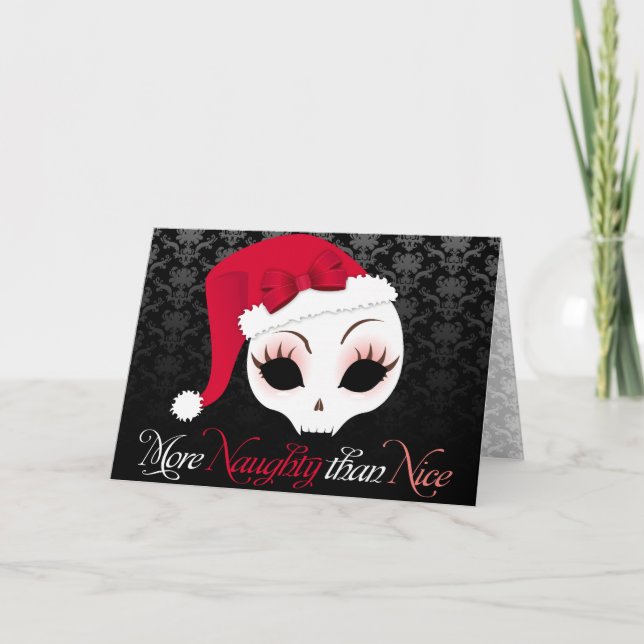 Velusa Skullie "More Naughty than Nice" Card (Front)