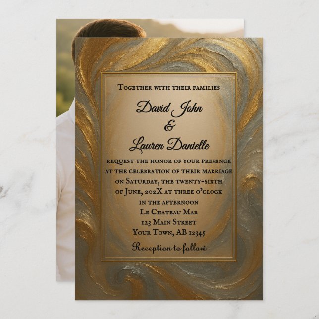 Velvet Alloy Photo Wedding Invitation (Front/Back)