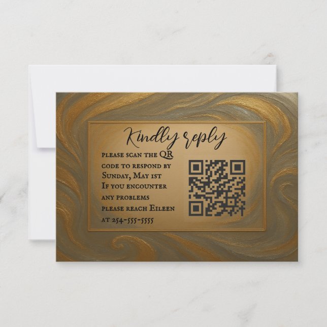Velvet Alloy QR Code Wedding RSVP Card (Front)