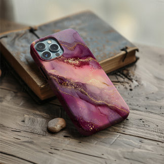 Velvet Amethyst – Purple Pink & Gold Marble Phone  iPhone 16 Case