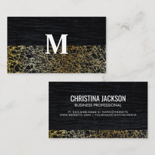 Velvet and Gold Abstract   Monogram Business Card