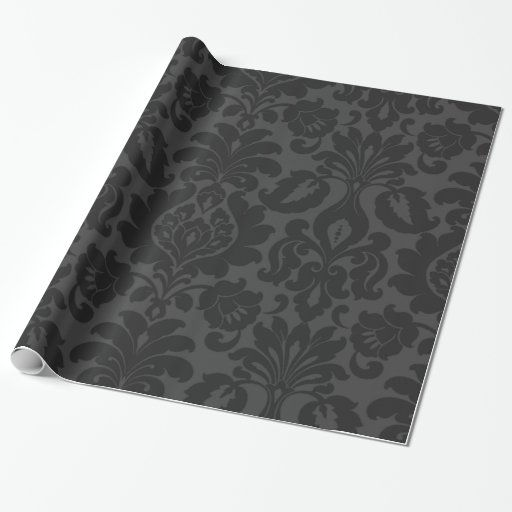 Wrapping Paper & Gift Boxes Velvet Black Damask Wrapping Paper