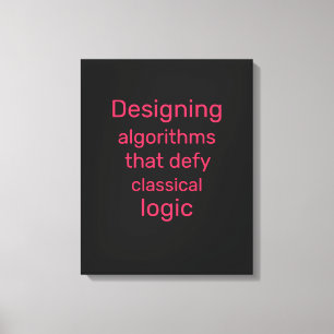 Velvet Black Neon Red Rubik Quantum Canvas Print