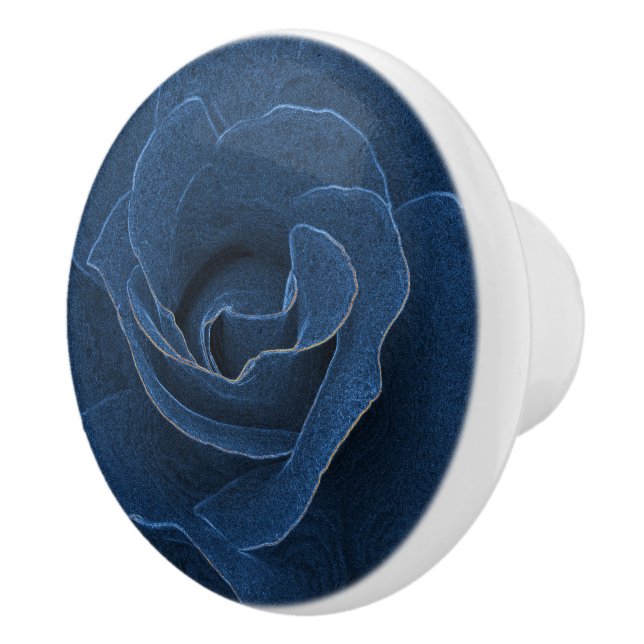 Velvet blue rose ceramic knob (Right)