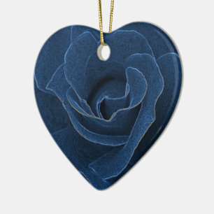 Velvet blue rose ceramic tree decoration