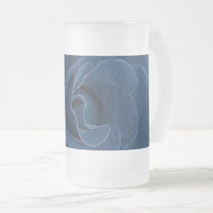 Velvet blue rose frosted glass beer mug