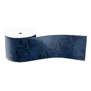 Velvet blue rose grosgrain ribbon