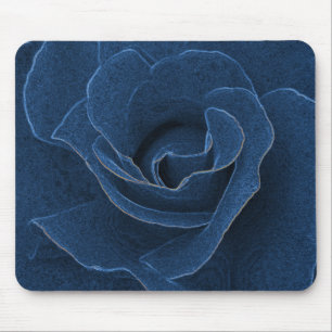 Velvet blue rose mouse mat