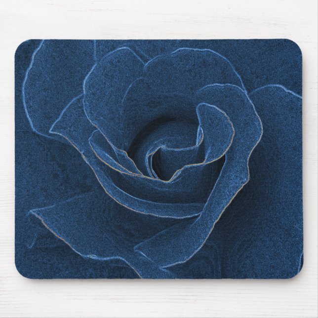 Velvet blue rose mouse mat (Front)