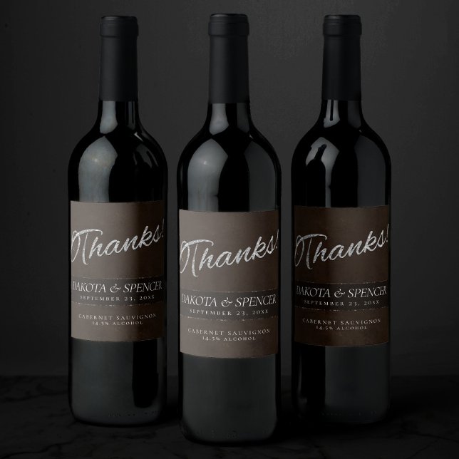 Velvet Bronze Grunge | Coffee Brown Suede Thanks Wine Label (Creator Uploaded)
