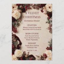 Velvet Christmas Dinner Menu Burgundy Dahlia Flora