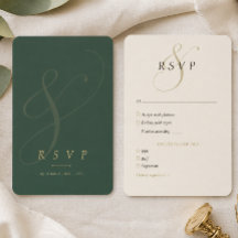 Velvet Forest Emerald Gold Wedding RSVP