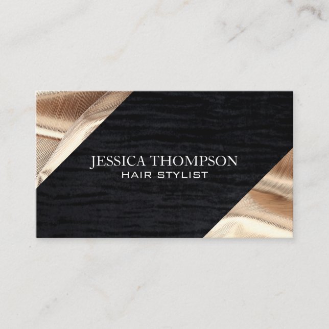 Velvet | Gold Foil Ribbon Fabric Business Card (Front)