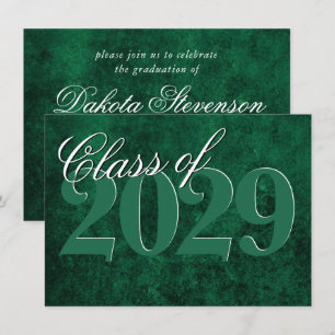 Velvet Grad   Emerald Green Jewel Tone Grunge Invitation