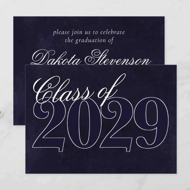 Velvet Grad | Midnight Indigo Purple Jewel Tone Invitation (Front/Back)