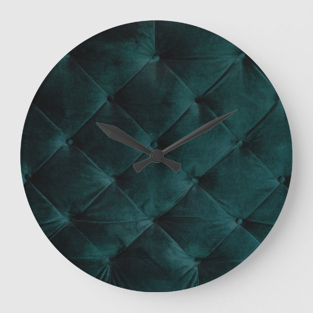 Velvet Green: Malachite Textile Elegance Large Clock (Front)