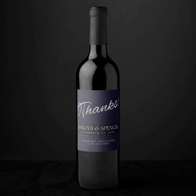 Velvet Indigo Grunge | Midnight Purple Thank You Wine Label (Creator Uploaded)