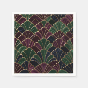 Velvet Jewel Tone Art Deco Scallop Pattern Napkin