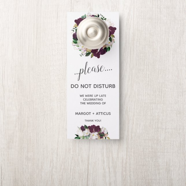 Velvet Magnolia bold  Wedding Guest Do Not Disturb Door Hanger (On Knob)