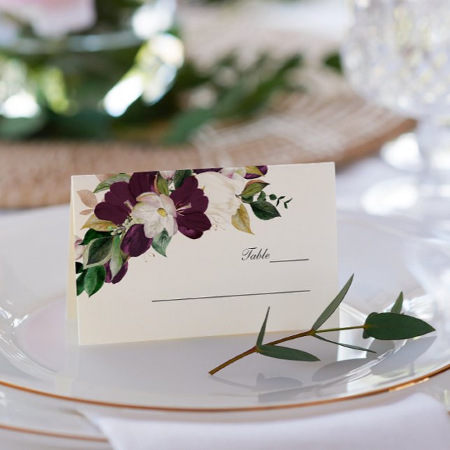 Velvet Magnolia Flowers monogram Wedding Business Card (Creator Uploaded)