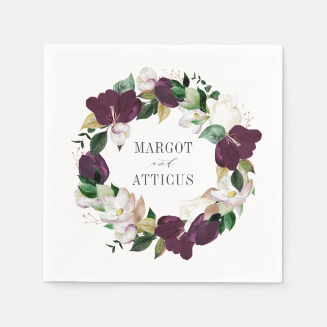 Velvet Magnolias  | Personalised Wedding Napkin (Front)