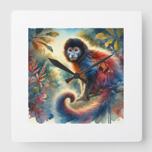 Velvet Monkey in the Wild 151024AREF150 - Watercol Square Wall Clock