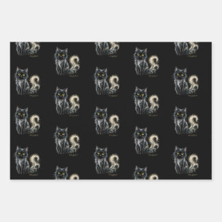 Velvet Moonlight Gold-Eyed Black Cat Flat Sheet