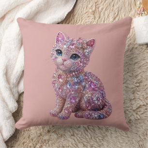 Velvet Night Cat Aesthetic Print Cushion