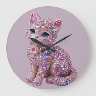 Velvet Night Cat Aesthetic Print Large Clock