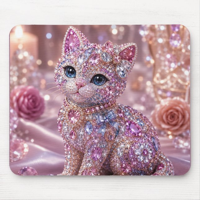 Velvet Night Cat Aesthetic Print Mouse Mat (Front)