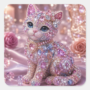 Velvet Night Cat Aesthetic Print Square Sticker