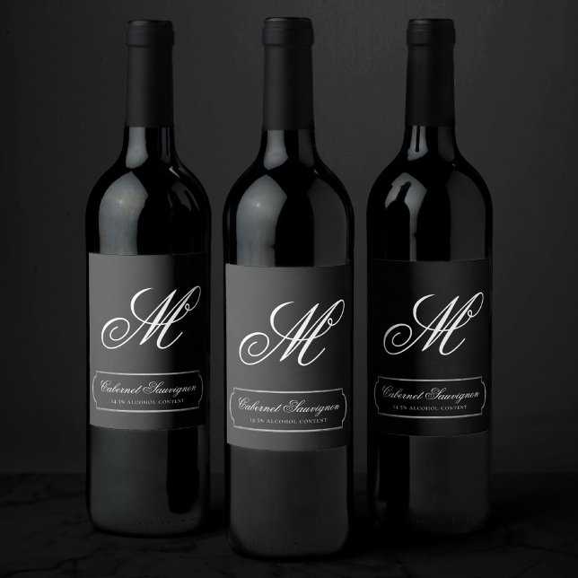 Velvet Onyx Grunge | Vampy Jet Black Custom Script Wine Label (Creator Uploaded)