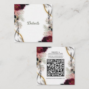 Velvet Plum Garden Floral Greenery Wedding Details Square Business Card