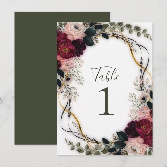 Velvet Plum Garden Floral Greenery Wedding  Invitation (Front/Back)