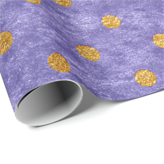 Velvet Polka Tiny Golden Dots Lavender Purple Wrapping Paper (Roll Corner)