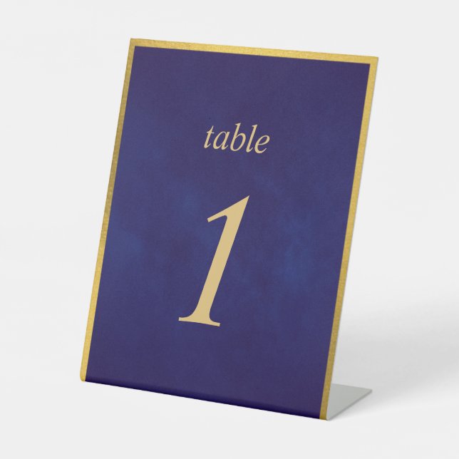 Velvet Purple Gold Fairy Tale Table Number Elegant Pedestal Sign (Front)