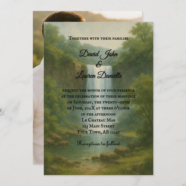 Velvet Rapids Photo Wedding Invitation (Front/Back)