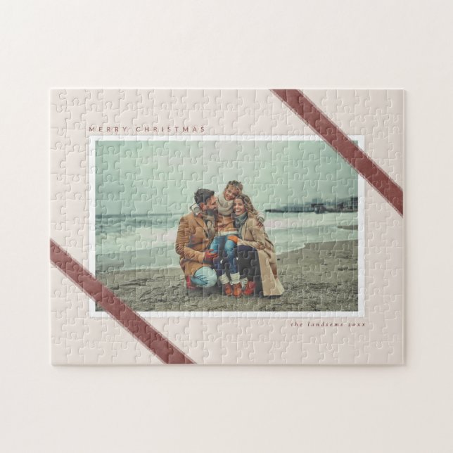 Velvet Ribbon accented Christmas photo design Jigsaw Puzzle (Horizontal)