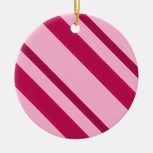 Velvet ribbon stripes, fuchsia and pale pink ceramic tree decoration