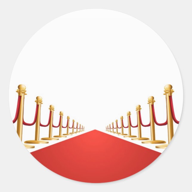 Velvet rope and red carpet illustration classic round sticker (Front)