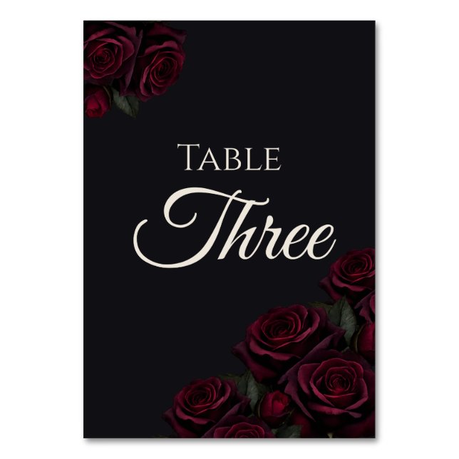 Velvet Rose Table Number Sign (Front)